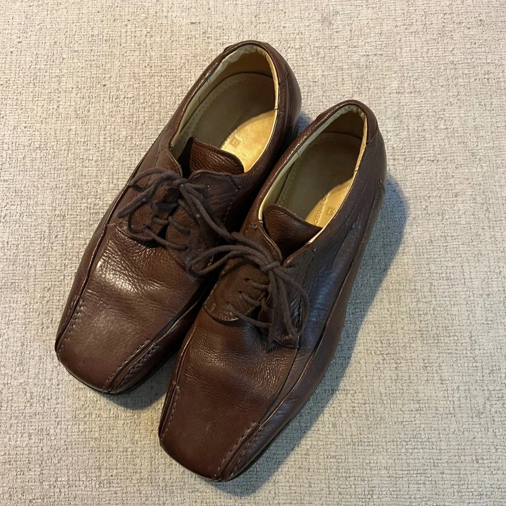 Sandro Moscoloni Mens Brown Leather Anatomic Gel Square Toe Oxfords 10.5 D 53310
